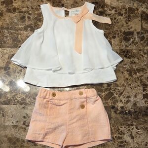 Max Studio White and Peach Kids Blouse Set